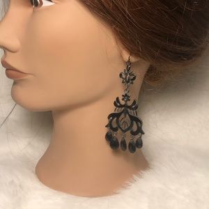 Black Dangle Chandelier Earrings
